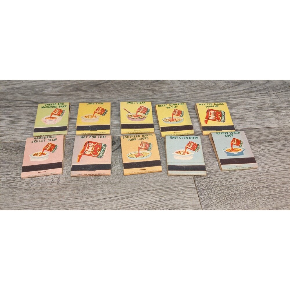Lot of 10 VTG 1960s Hunts Tomato Sauce Matchbooks Recipe Inside Unstruck